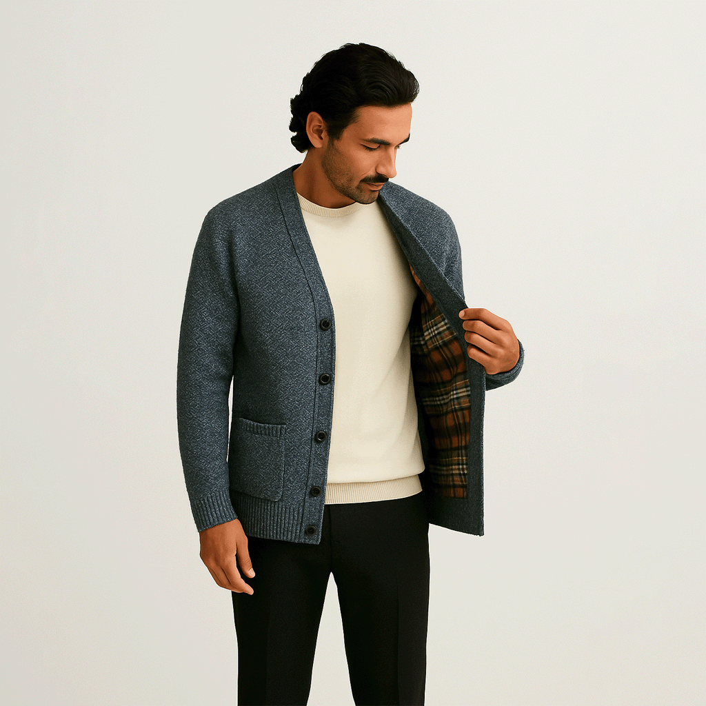 Cardigan Masculino em Lã